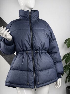 Bernardo Navy Blue Quilted Puffer Jacket with Drawstring Waist Sz XL NWT